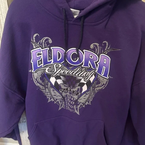 Eldora‎ Speedway Rossburg Ohio Purple Hoodie Gildan Heavy Blend 2XL - Picture 2 of 10
